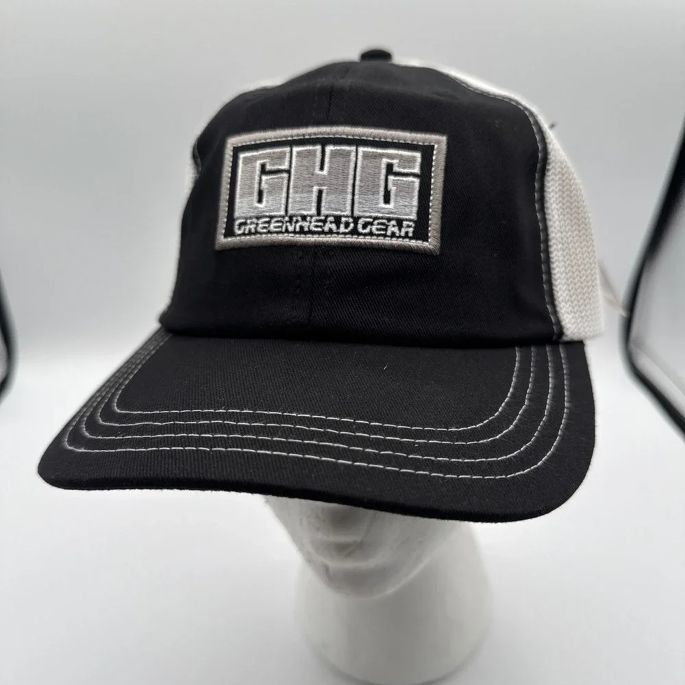AVERY GREENHEAD GEAR GHG LOGO MESH BACK‎ TRUCKER HAT BALL CAP BLACK GREY WHITE